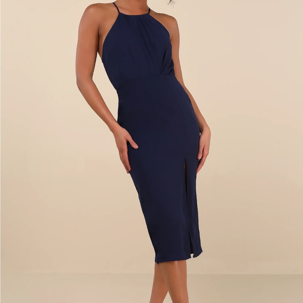Elegant Lulu’s Navy Blue Halter Dress